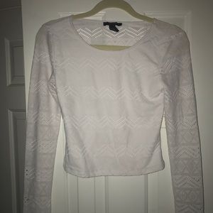 Forever 21 white geometric crop top